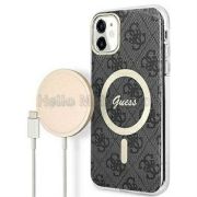 Apple Iphone 11 GUESS arany logkkal dsztett MagSafe htlap, fekete + Wiriless tlt