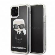 Apple Iphone 11 Karl Lagerfeld tok, fekete folyékony csillámmal